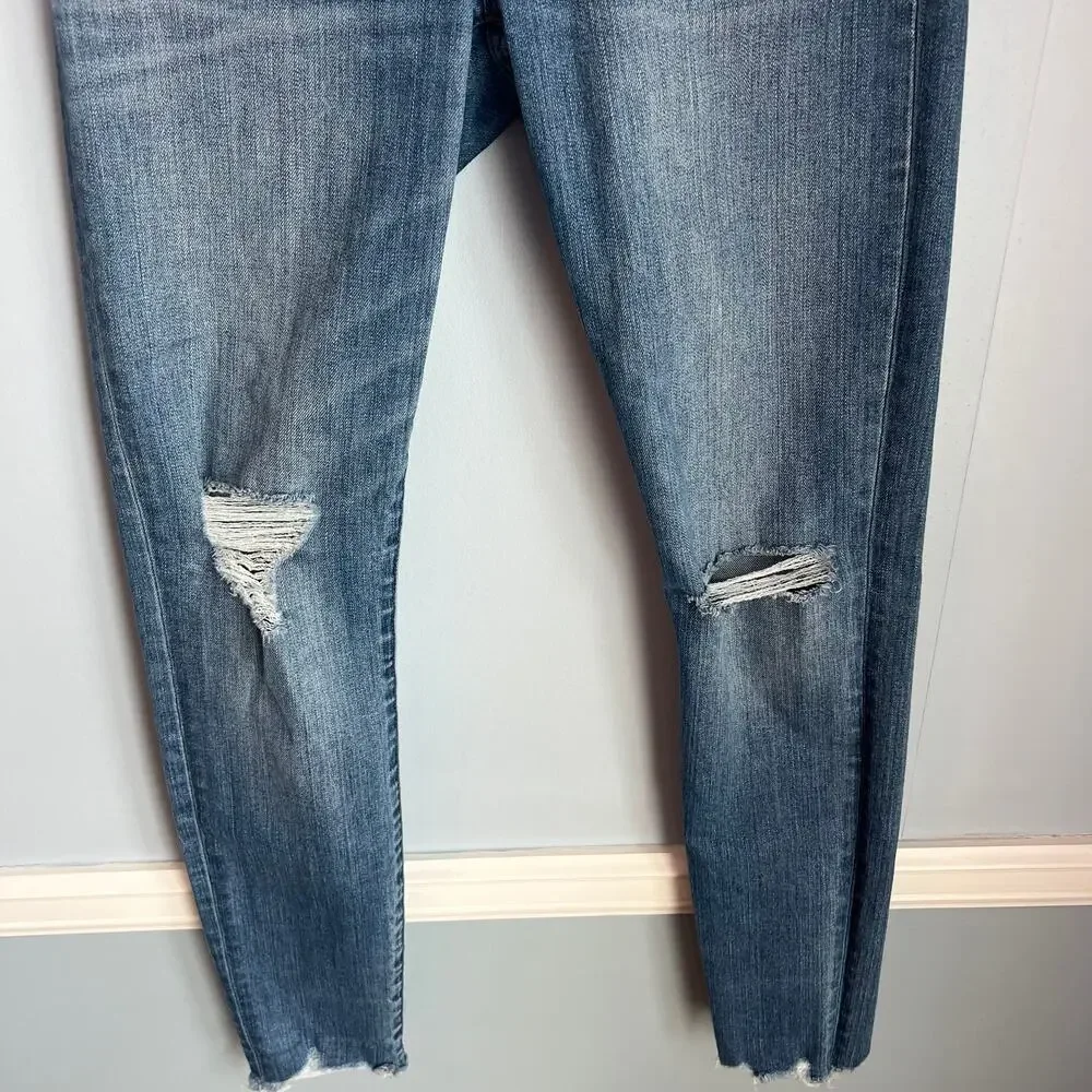 Madewell 9" High-Rise Skinny Jeans Size 25 Distressed Raw Hem - Picture 8 of 16